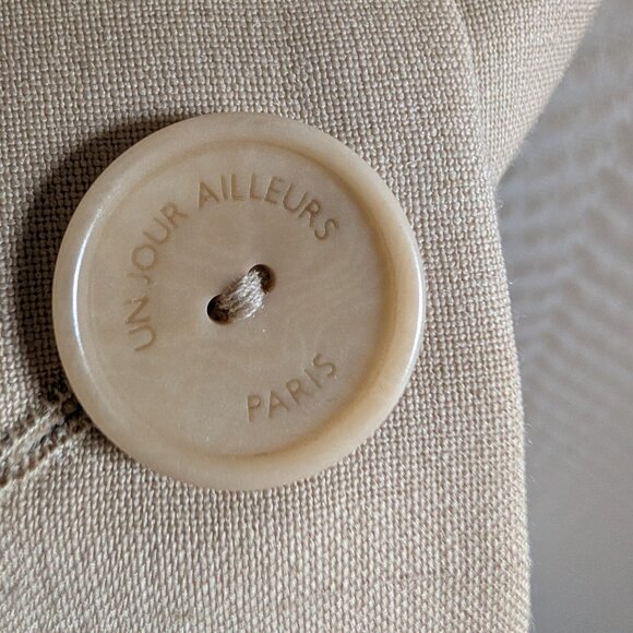 UN JOUR AILLEURS Paris Wool Blend Beige Pencil Skirt Size 10 Office - Picture 5 of 11